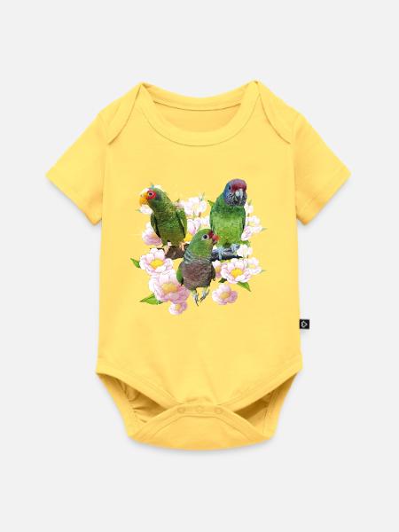Papageien - Baby Premium Kurzarmbody - Pastellgelb