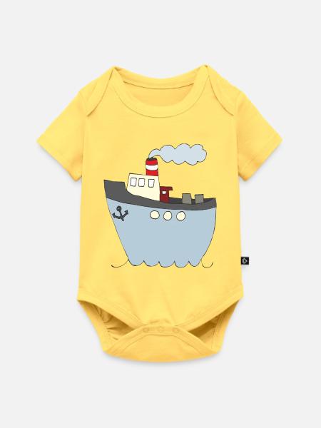 Verspieltes Schiffsdesign für Kinderkleidung - Baby Premium Kurzarmbody - Pastellgelb