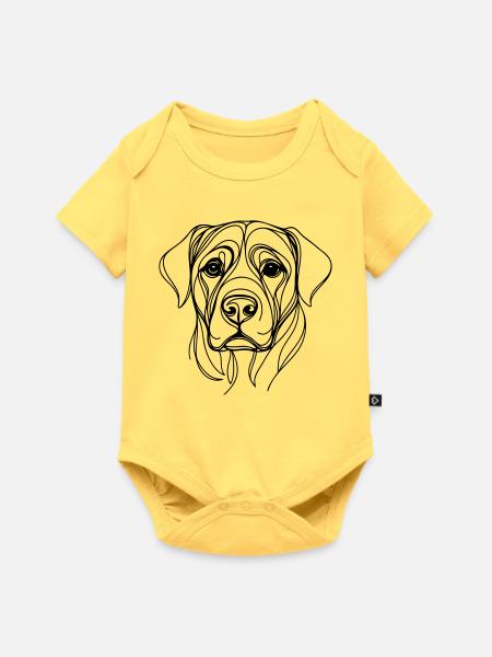 Dog_line_art_1 - Baby Premium Kurzarmbody - Pastellgelb