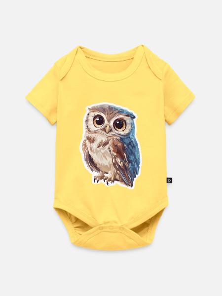 Eule - Baby Premium Kurzarmbody - Pastellgelb