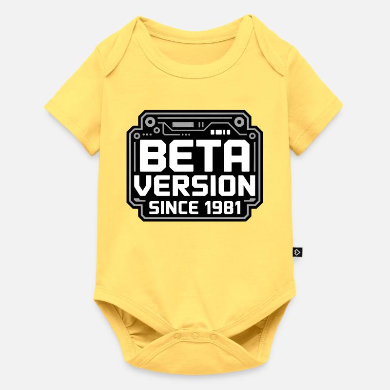 Conception de logo Retro Tech - Body à manches courtes Premium Bébé - jaune pastel