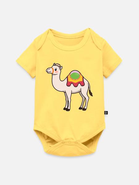 Dromedar - Baby Premium Kurzarmbody - Pastellgelb
