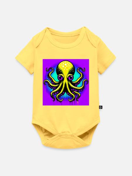 Krake - Baby Premium Kurzarmbody - Pastellgelb