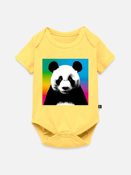 Panda - Baby Premium Kurzarmbody - Pastellgelb