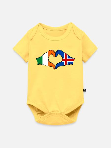 Irland Island Flagge Hände Herzform - Baby Premium Kurzarmbody - Pastellgelb