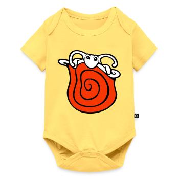 Snail shell snail hides cute shy - Baby Premium short-sleeve bodysuit - sky yellow - Front