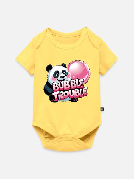 Niedlicher Panda mit Bubble-Torte - Baby Premium Kurzarmbody - Pastellgelb