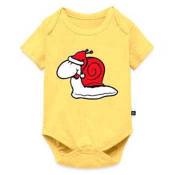 Snail Santa Claus Christmas Hat Gift - Baby Premium short-sleeve bodysuit - sky yellow - Front