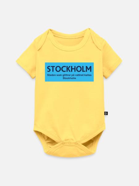 Stockholm Glitzerndes Stadtdesign - Baby Premium Kurzarmbody - Pastellgelb