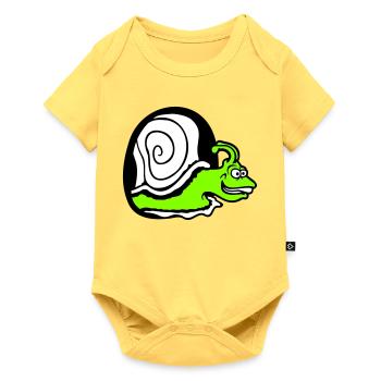 escargot regarde trou mur trou de souris drôle idiot - Body à manches courtes Premium Bébé - jaune pastel - Devant