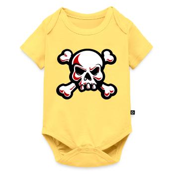 crâne squelette os symbole - Body à manches courtes Premium Bébé - jaune pastel - Devant