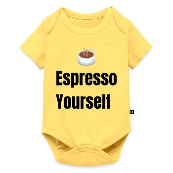 ☕ Coffee Lover T-Shirt – Funny Morning Coffee Cup  - Body à manches courtes Premium Bébé - jaune pastel - Devant