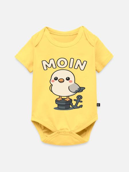 Moin - Möwedesign - Baby Premium Kurzarmbody - Pastellgelb