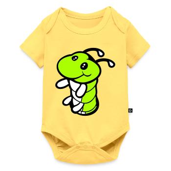 Caterpillar Bottom Hole Cute Smiles Friendly Happy - Baby Premium short-sleeve bodysuit - sky yellow - Front