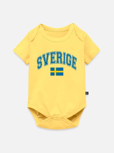 Schweden Flagge - Baby Premium Kurzarmbody - Pastellgelb