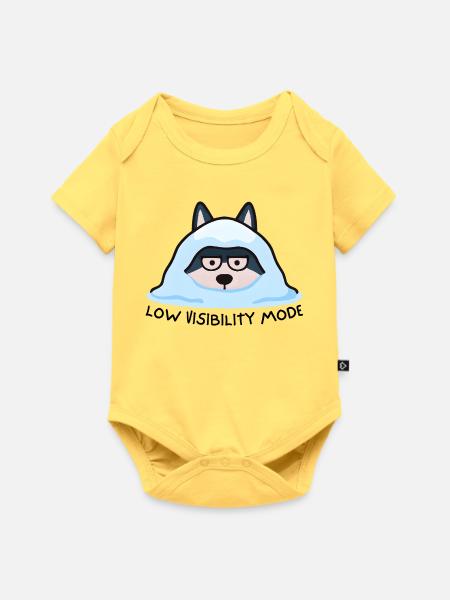 Stylische Husky in Schneedecke - Baby Premium Kurzarmbody - Pastellgelb