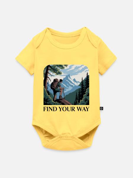 Bergwanderer mit malerischen Gipfeln - Baby Premium Kurzarmbody - Pastellgelb