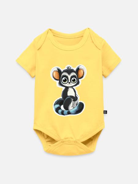 Lemur - Baby Premium Kurzarmbody - Pastellgelb