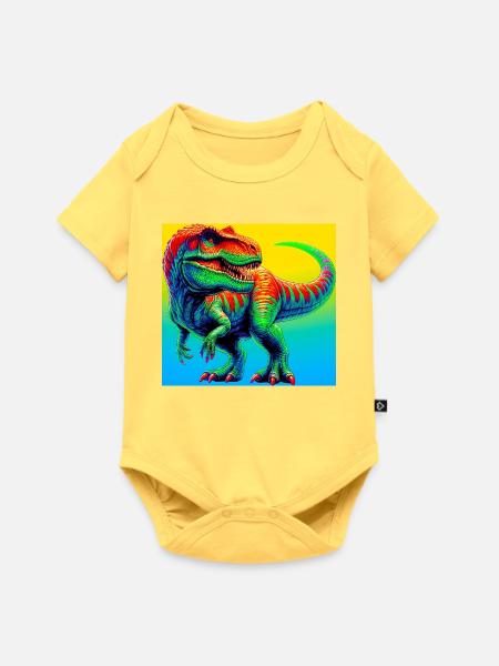 Dinosaurier - Baby Premium Kurzarmbody - Pastellgelb
