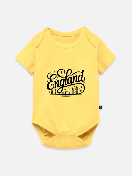 England - Souvenir Design - Baby Premium Kurzarmbody - Pastellgelb