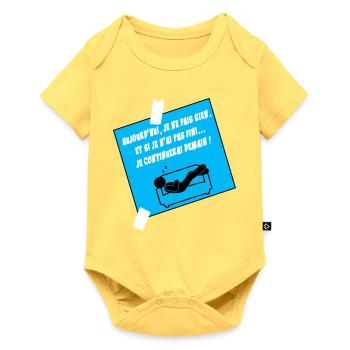 Humorist Quote on Blue Sofa - Baby Premium short-sleeve bodysuit - sky yellow - Front