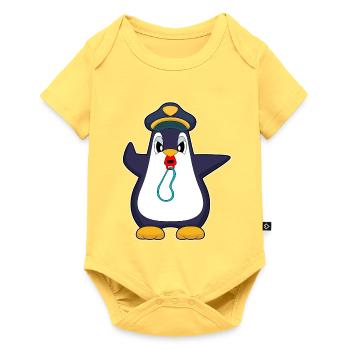 pingouin policier sifflet police - Body à manches courtes Premium Bébé - jaune pastel - Devant