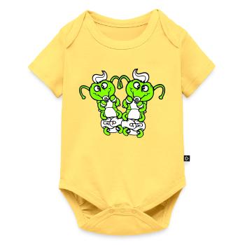 2 chenilles bébé hochet couche tétine enfant né - Body à manches courtes Premium Bébé - jaune pastel - Devant
