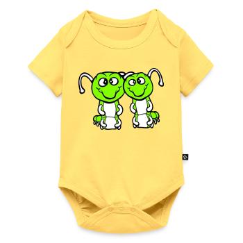 2 chenilles mignonnes deux amis cher couple amoureux - Body à manches courtes Premium Bébé - jaune pastel - Devant