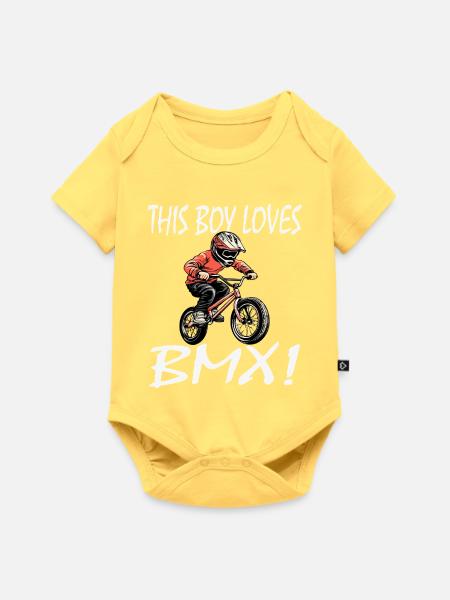 Junge BMX-Fahrer mit Helm - Baby Premium Kurzarmbody - Pastellgelb
