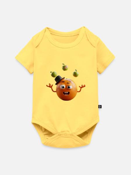Verspieltes Orange - Baby Premium Kurzarmbody - Pastellgelb