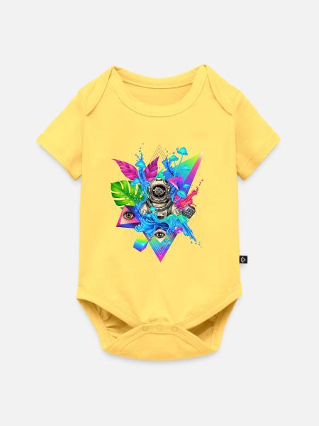 Futuristischer Technodschungel Print - Baby Premium Kurzarmbody - Pastellgelb