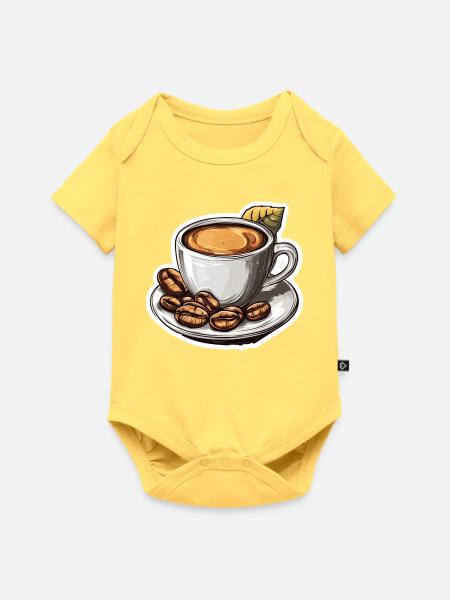 Kaffee - Baby Premium Kurzarmbody - Pastellgelb