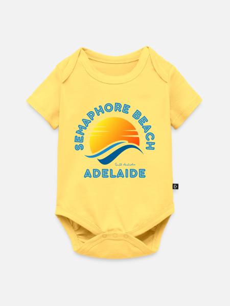 Semaphore Beach, Adelaide Sonnenuntergang - Baby Premium Kurzarmbody - Pastellgelb