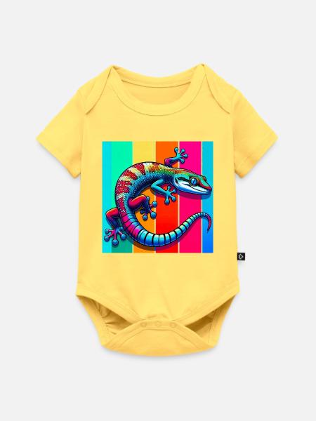 Gecko - Baby Premium Kurzarmbody - Pastellgelb
