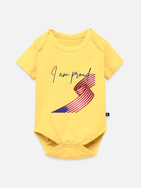 American Pride Wrap Flagge - Baby Premium Kurzarmbody - Pastellgelb