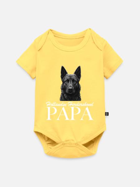 Hollandse Herdershond Papa - Baby Premium Kurzarmbody - Pastellgelb