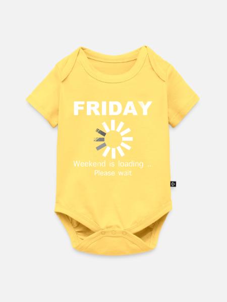 Friday Weekend Loading Spruch - Baby Premium Kurzarmbody - Pastellgelb