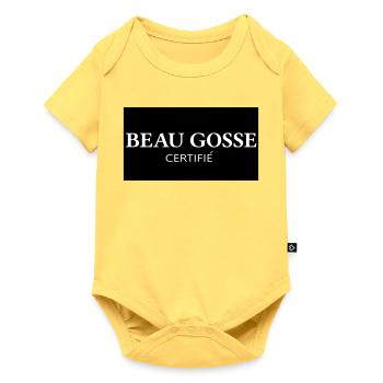 Logo beau Gosse certifié - Body à manches courtes Premium Bébé - jaune pastel - Devant