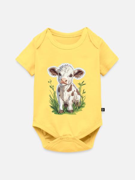 Kuh - Baby Premium Kurzarmbody - Pastellgelb