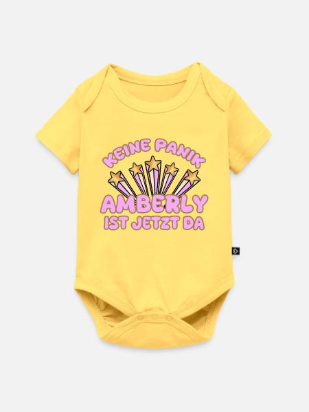Amberly als Frauenname - Baby Premium Kurzarmbody - Pastellgelb