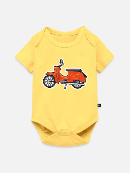 Retro Orange Simson Schwalbe Design - Baby Premium Kurzarmbody - Pastellgelb