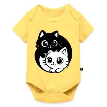 Ying Yang Kawaii Cats Icon - Baby Premium short-sleeve bodysuit - sky yellow - Front