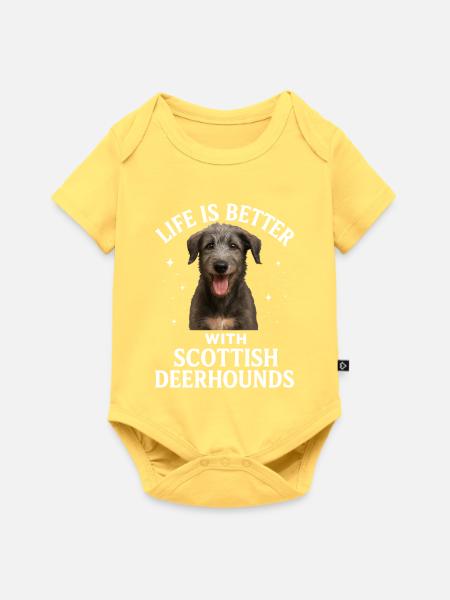 Scottish Deerhound - Baby Premium Kurzarmbody - Pastellgelb