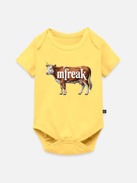Freaky Cow Typografie Tee - Baby Premium Kurzarmbody - Pastellgelb