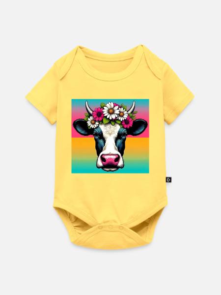 Kuh - Baby Premium Kurzarmbody - Pastellgelb