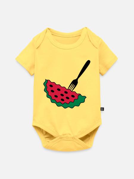 Melone mit Gabel - Baby Premium Kurzarmbody - Pastellgelb