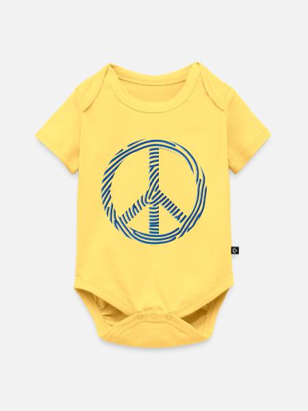 Peace-Zeichen - Baby Premium Kurzarmbody - Pastellgelb