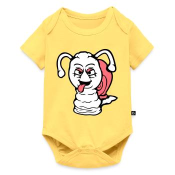 escargot vilain langue sortant méchant petit cool - Body à manches courtes Premium Bébé - jaune pastel - Devant