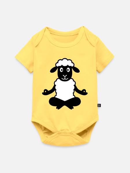 Yoga Schaf - Baby Premium Kurzarmbody - Pastellgelb