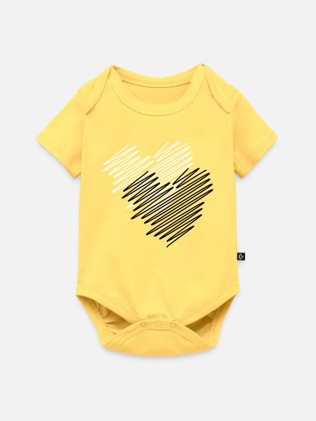 Zwei Herzen Scribble - Baby Premium Kurzarmbody - Pastellgelb
